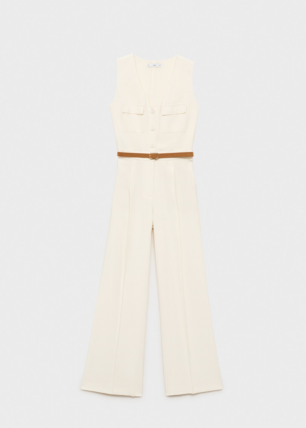 Belt long jumpsuit - Ecru