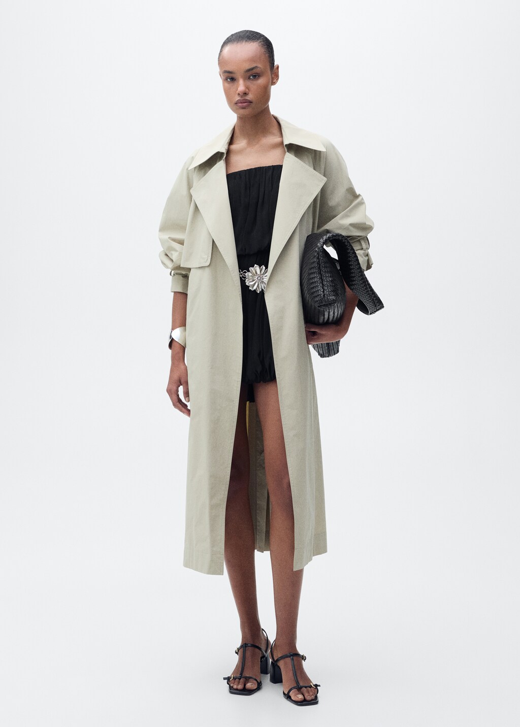 Short balloon-effect gathered dress - Black