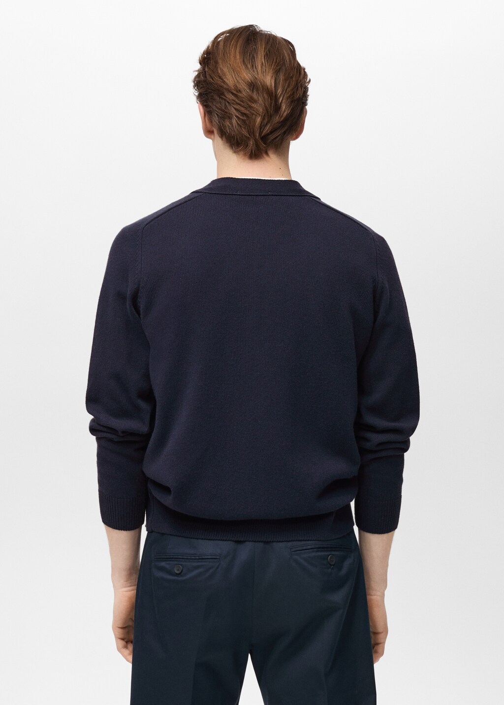 Knitted cotton cardigan with buttons - Night Blue