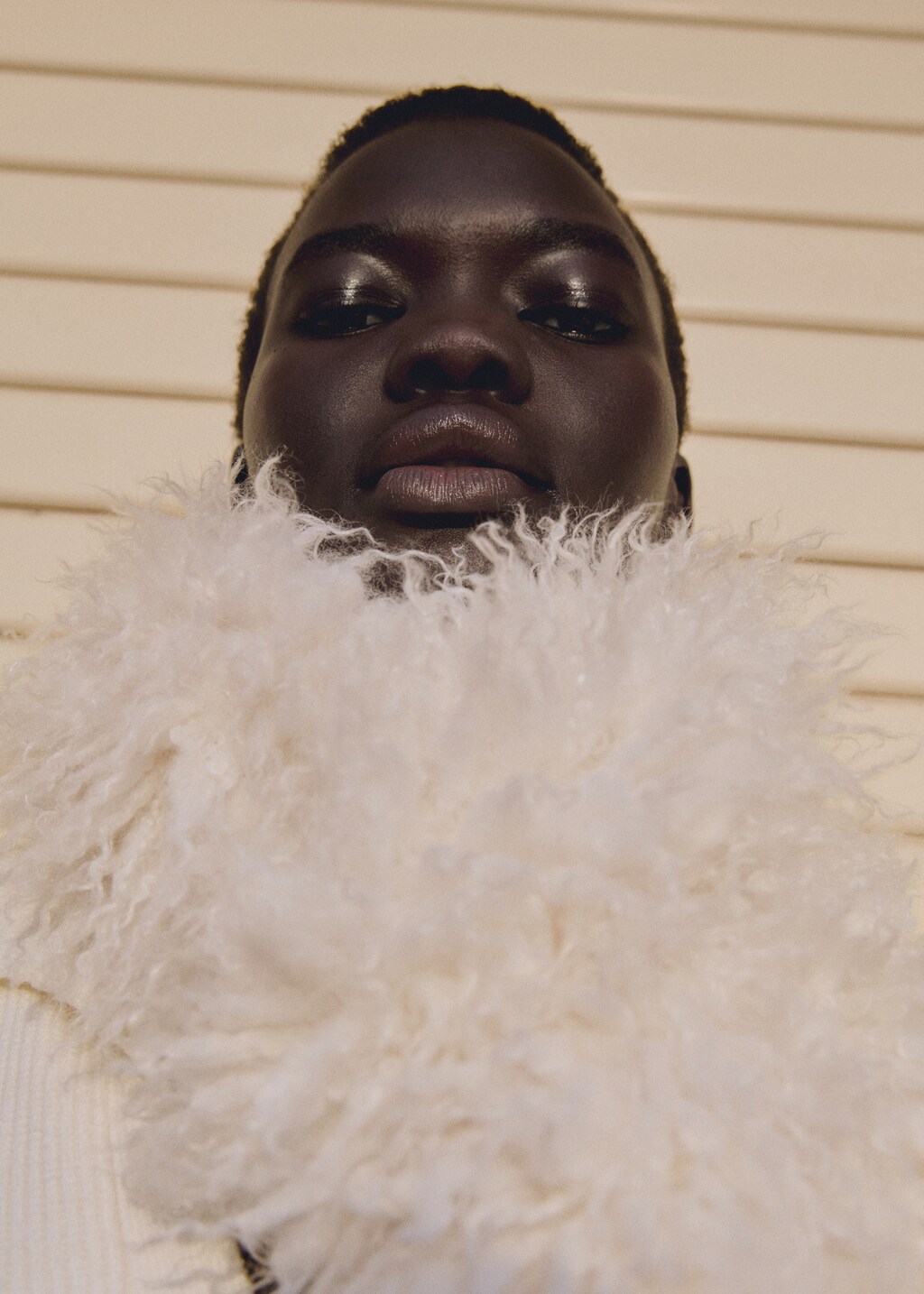 Fur effect scarf - Ecru