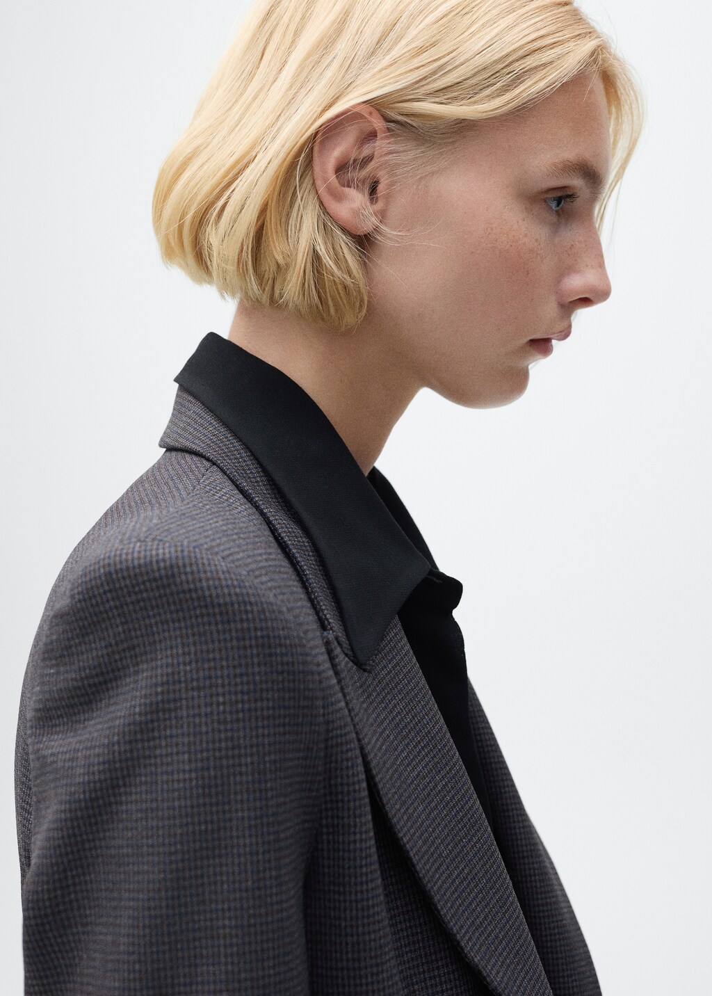 Straight-fit micro-houndstooth jacket - Dark Navy