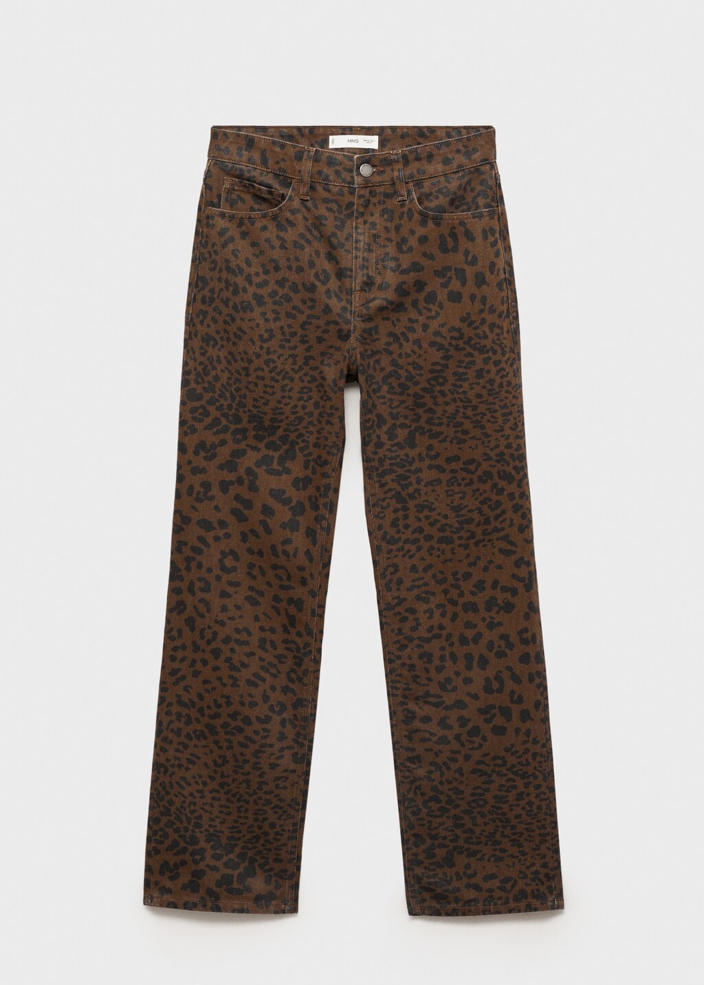 Leopard-print straight jeans - Chocolate