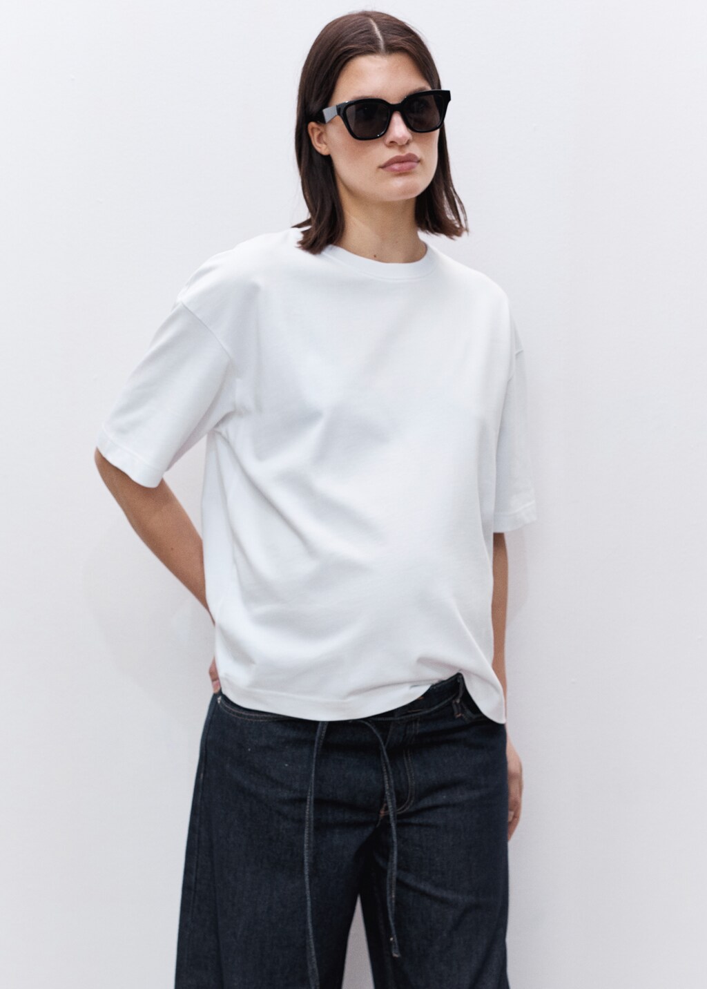 Oversized cotton maternity t-shirt - Charcoal