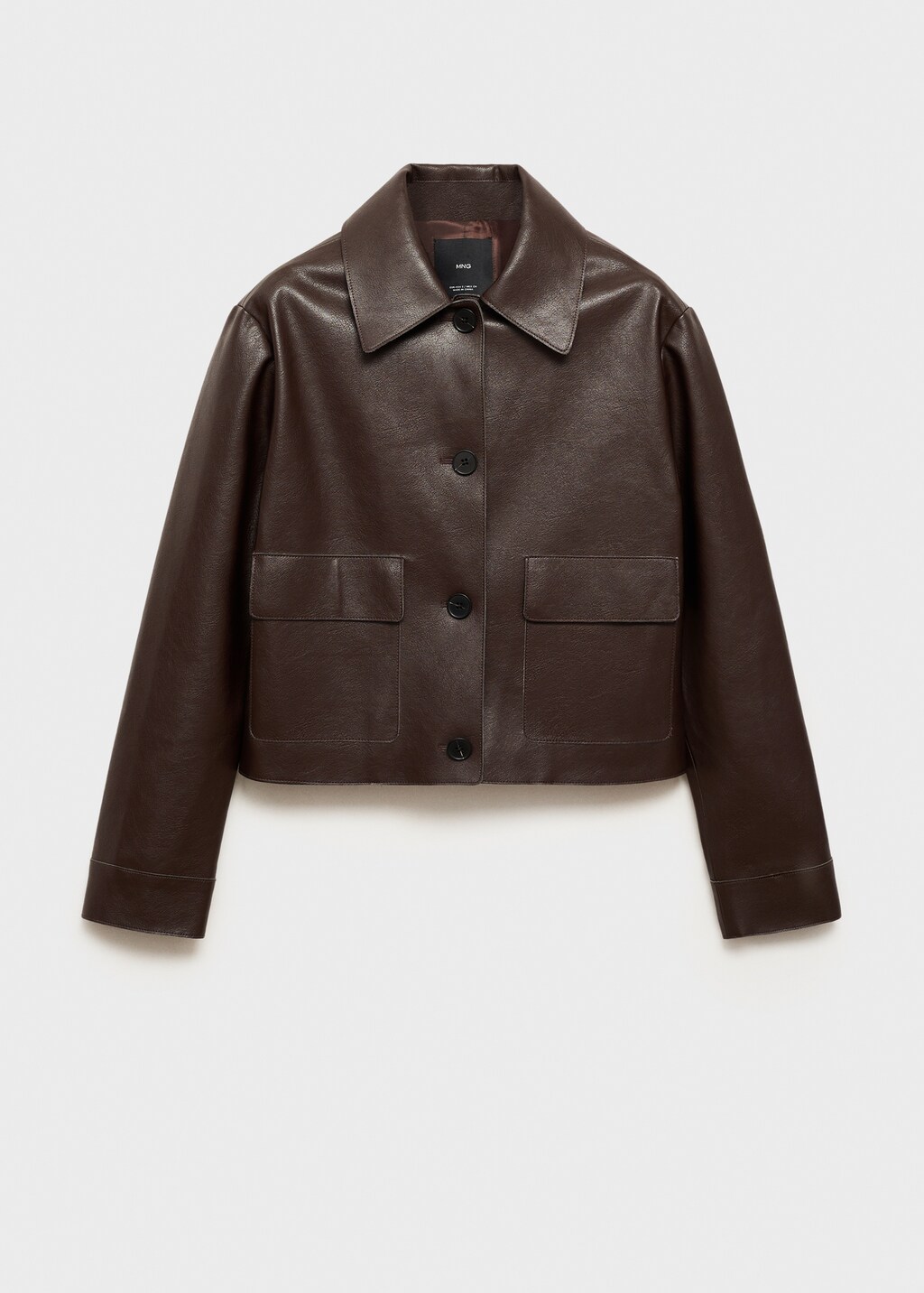 Leather-effect jacket with pockets - Black