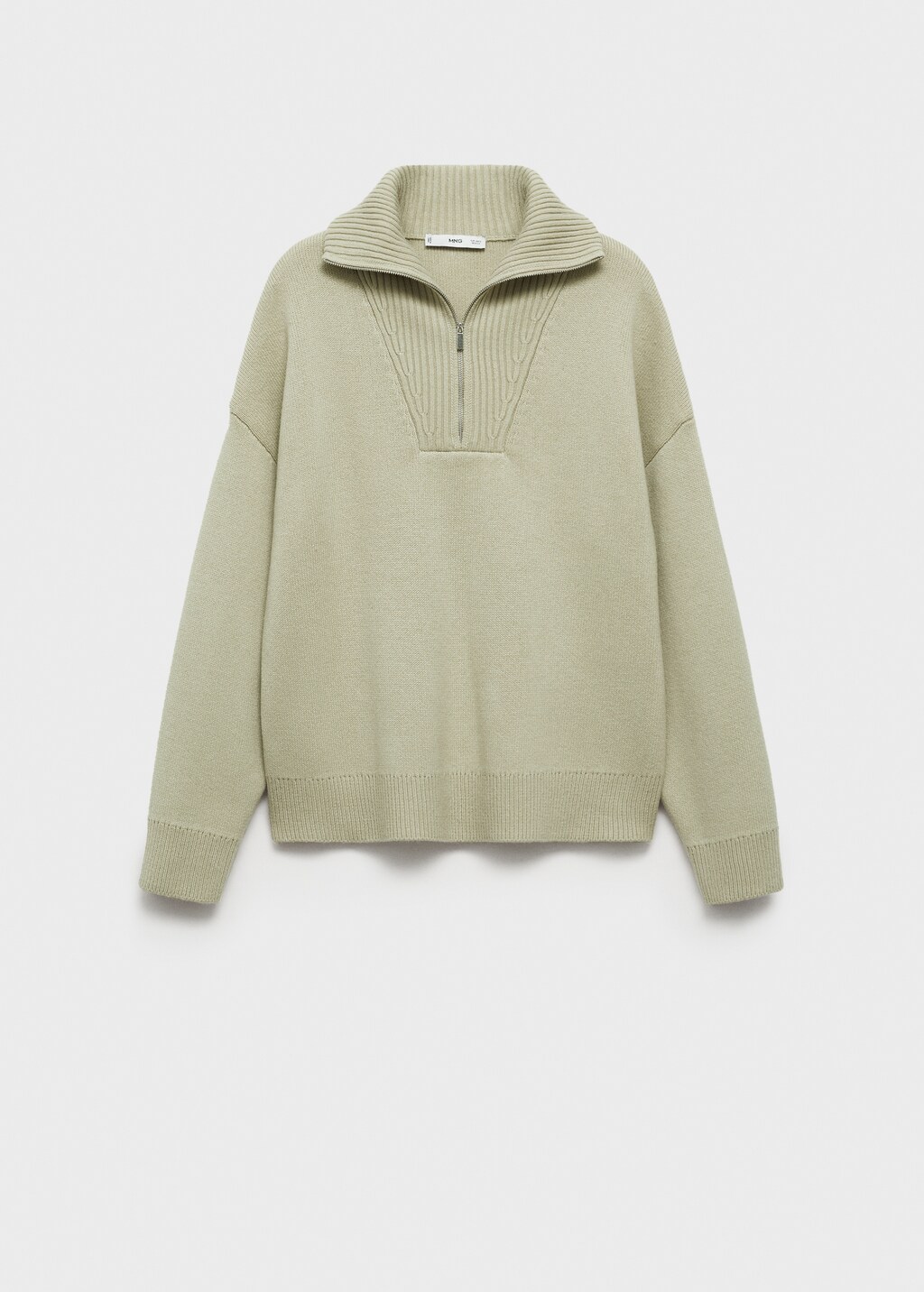 Wool-blend sweater with zip - Green Apple