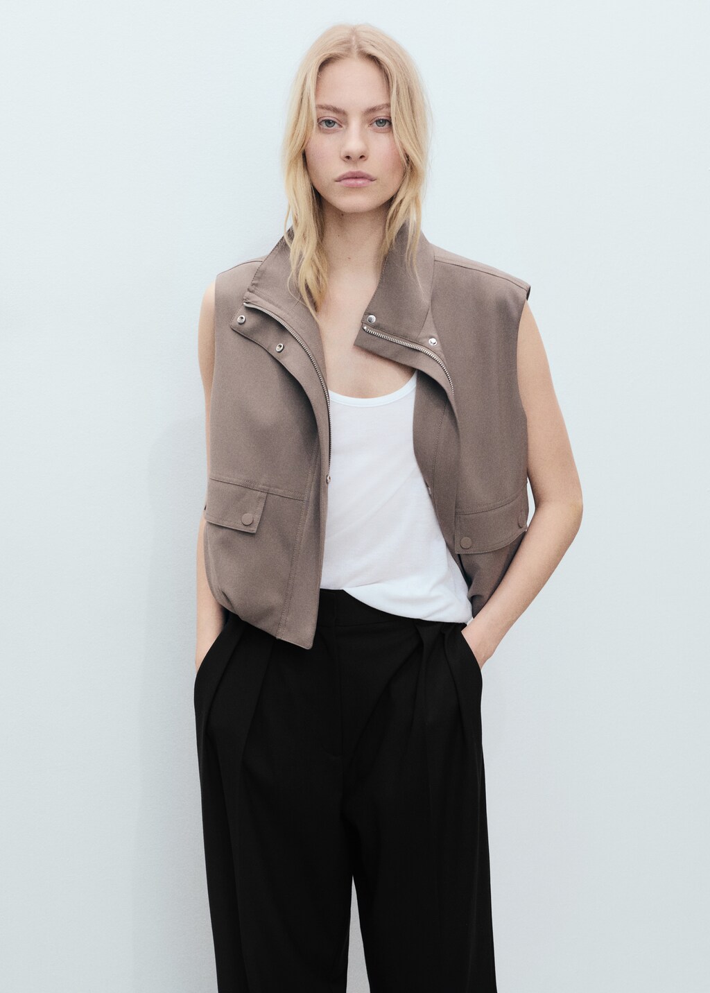 Wideleg pleated trousers - Black