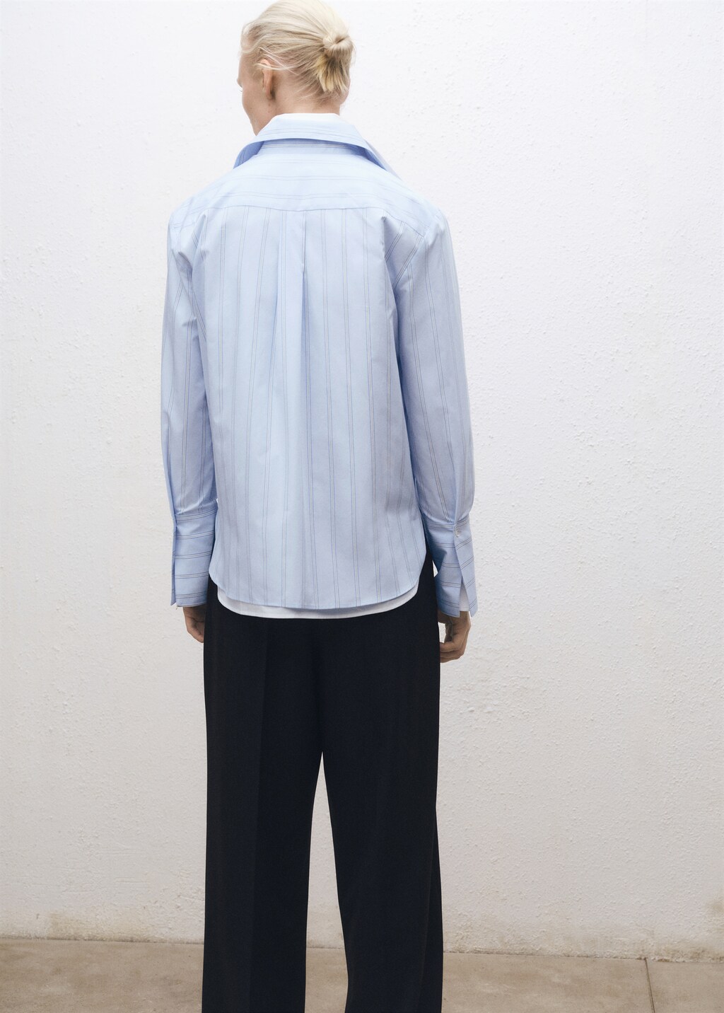 Regular striped cotton shirt - Sky Blue