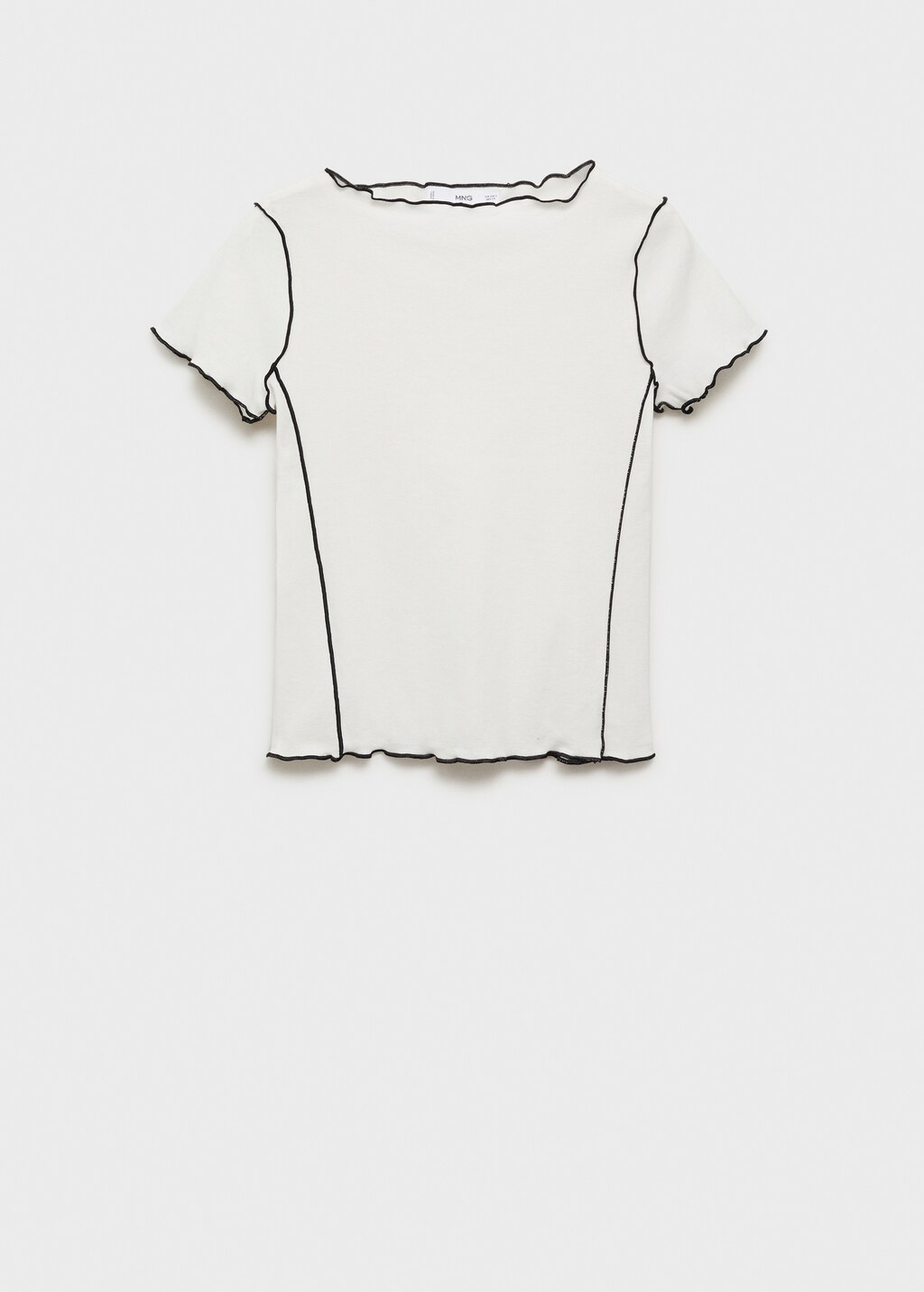 Crop top t-shirt with contrasting trim - Medium Brown