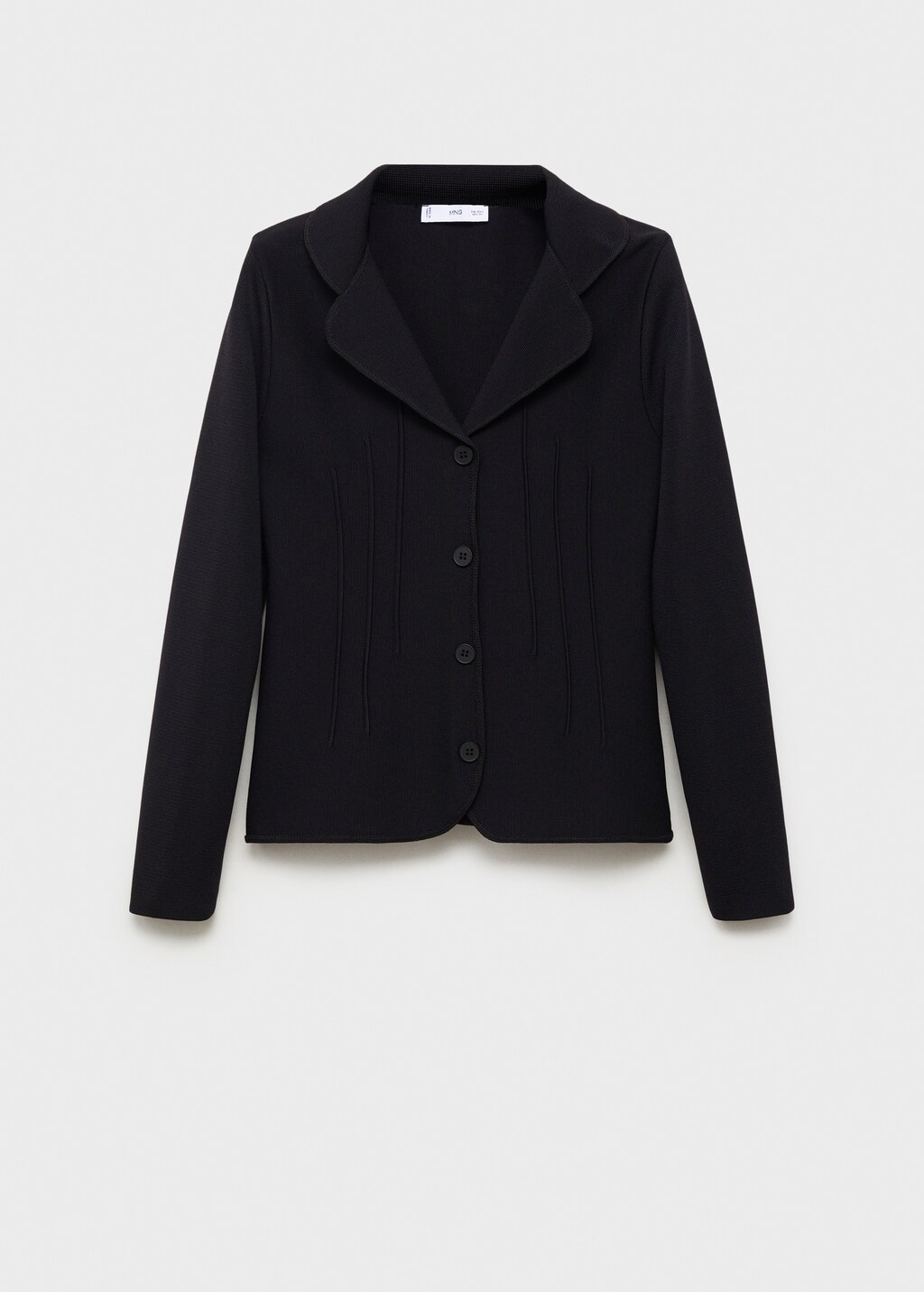 Knitted jacket with lapel collar - Black