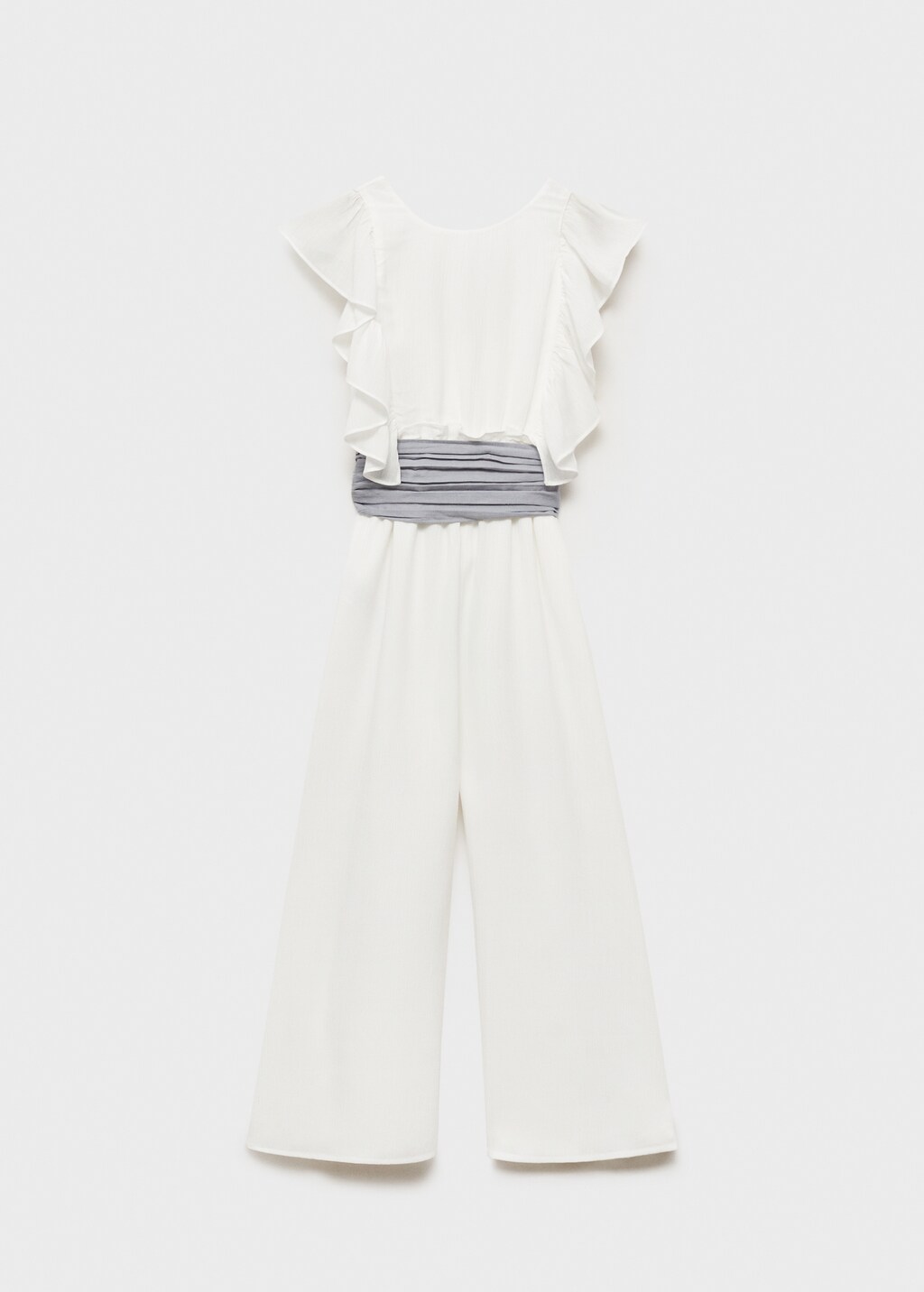 Frilled long jumpsuit - White