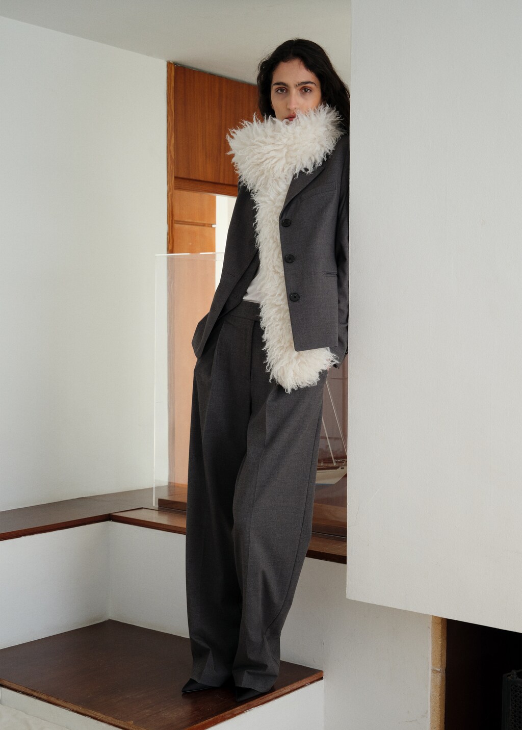 Straight button suit blazer - Grey