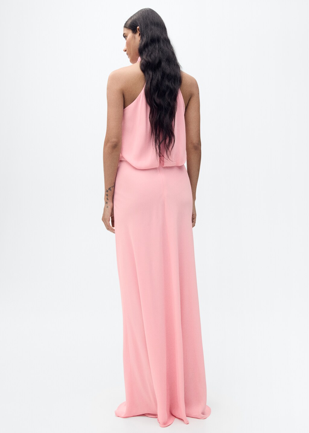 Halter dress with back opening - Pink