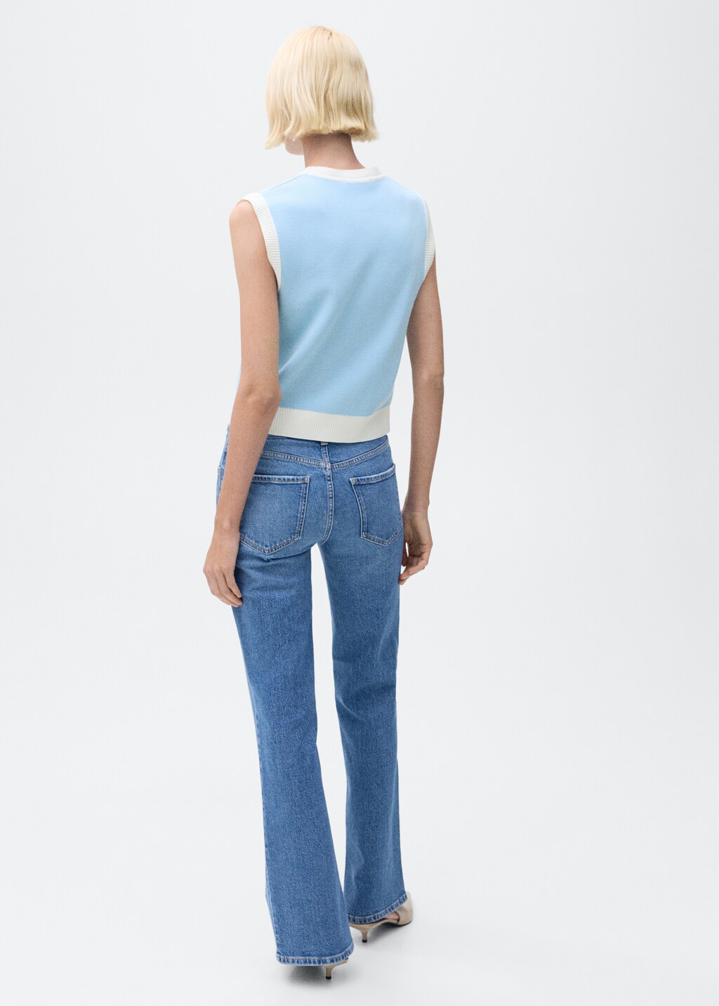 Knitted waistcoat with contrast piping - Black