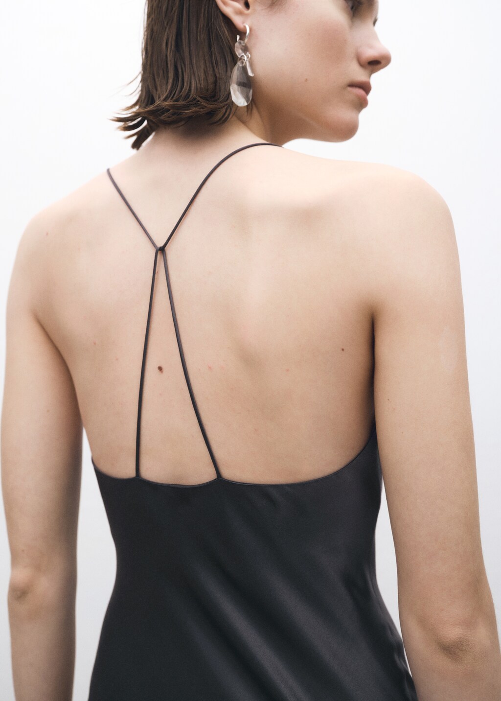 Silk dress with draped neckline - Off White