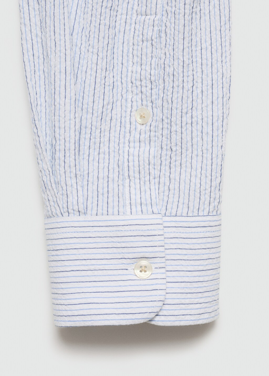 Regular-fit striped seersucker cotton shirt - White