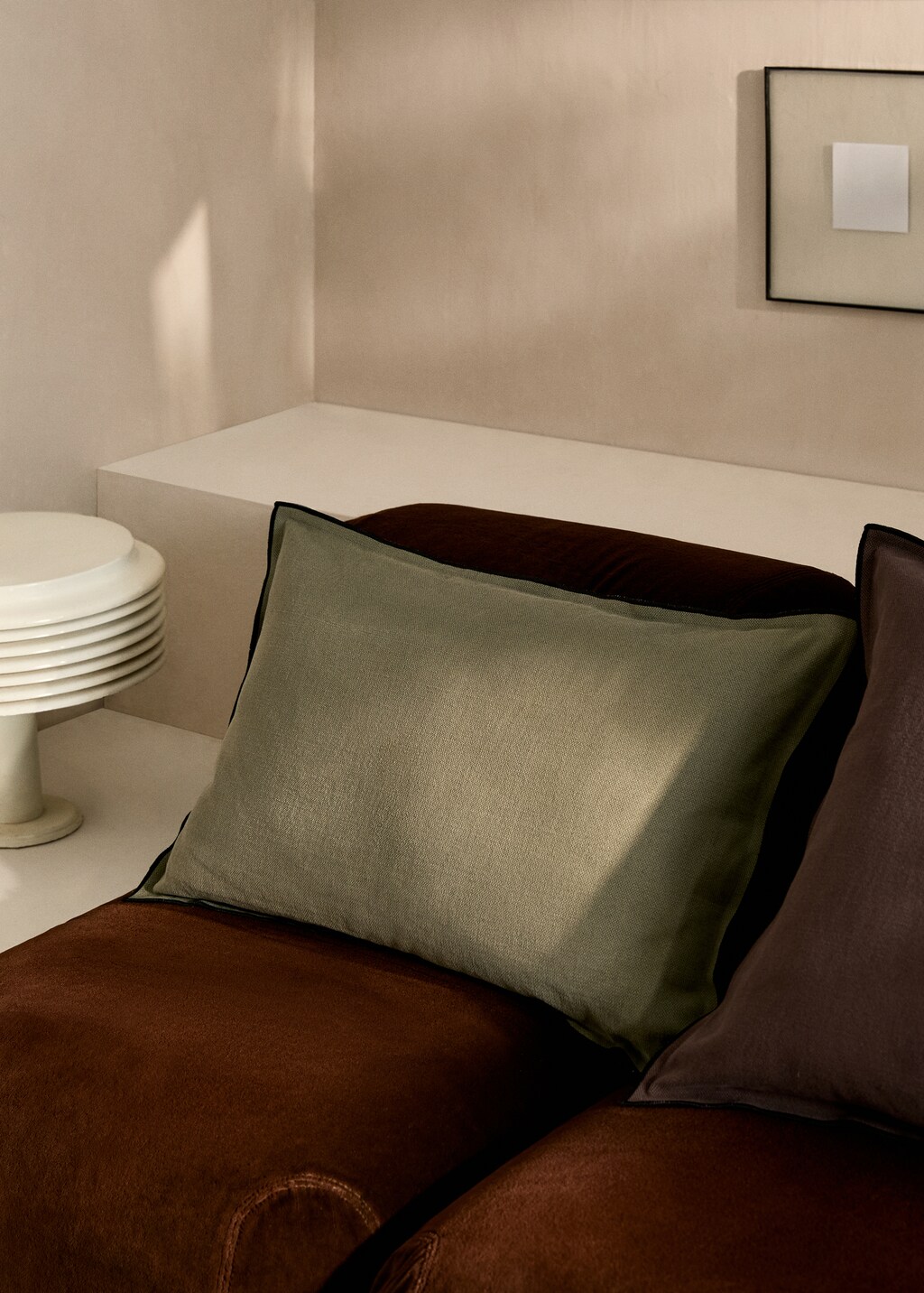 Piping cotton linen cushion cover - Emerald Green