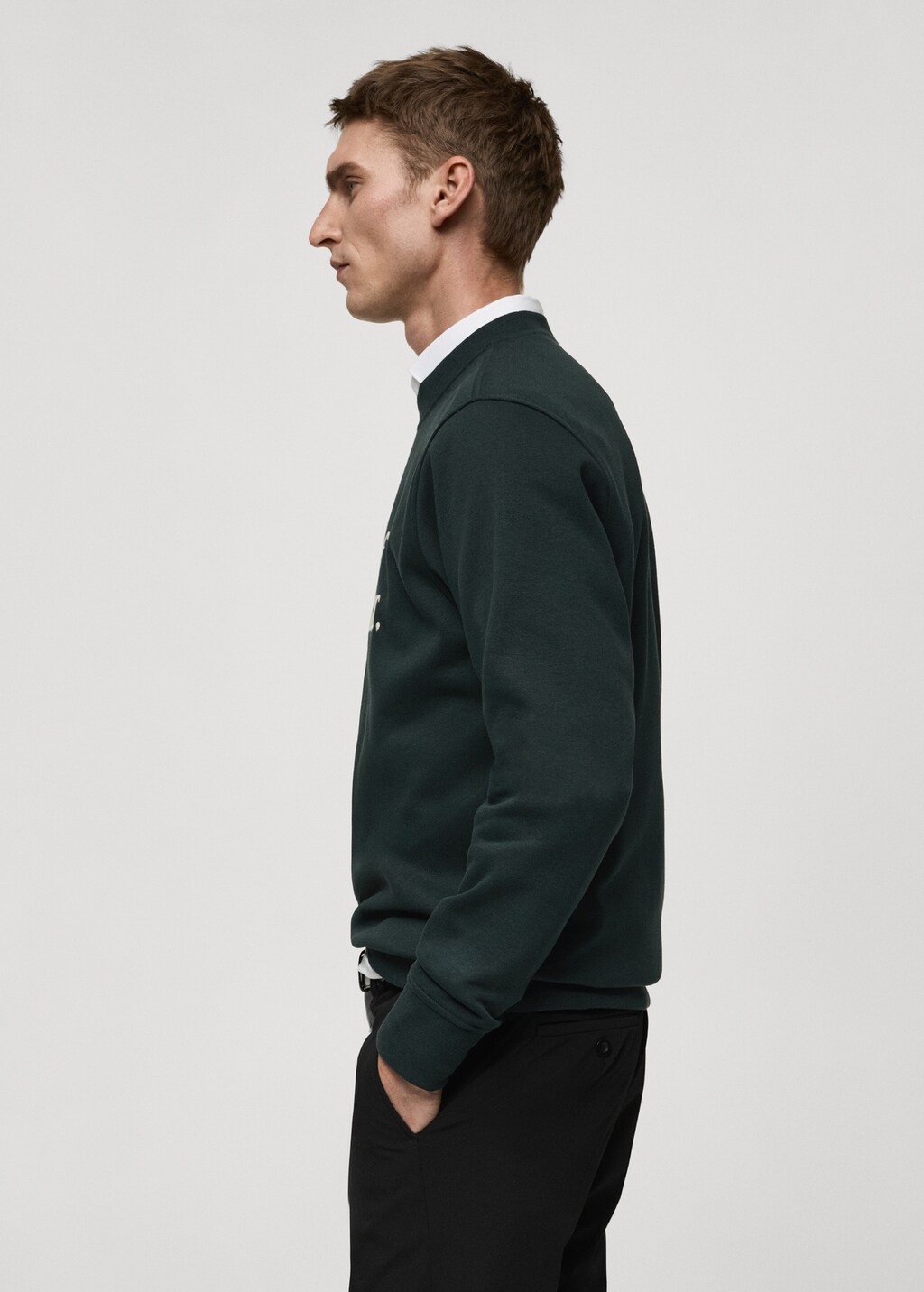 Cotton sweatshirt with embroidered message - Green