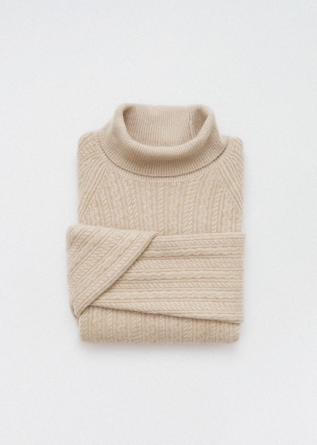 Braided knit turtleneck sweater - Beige