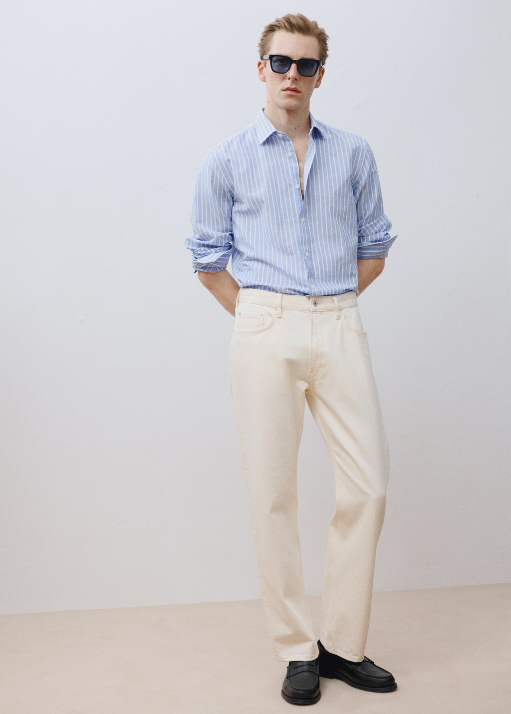 Striped cotton linen shirt - Blue