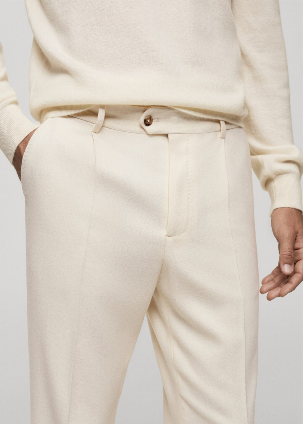 100% virgin wool flannel suit trousers - Dark Navy