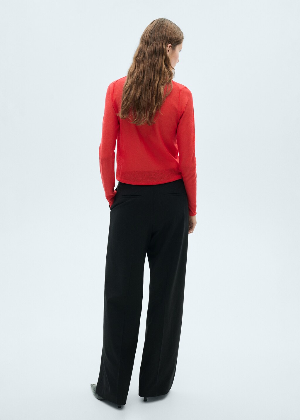 Semi-transparent turtleneck sweater - Red