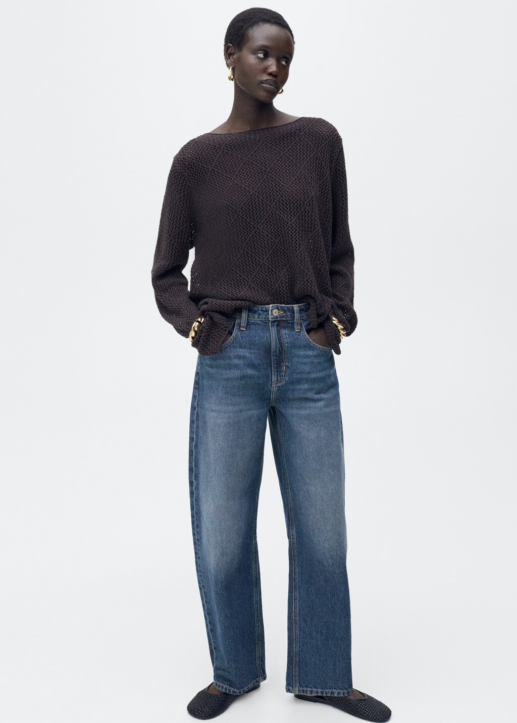 High-rise balloon jeans - Dark Blue