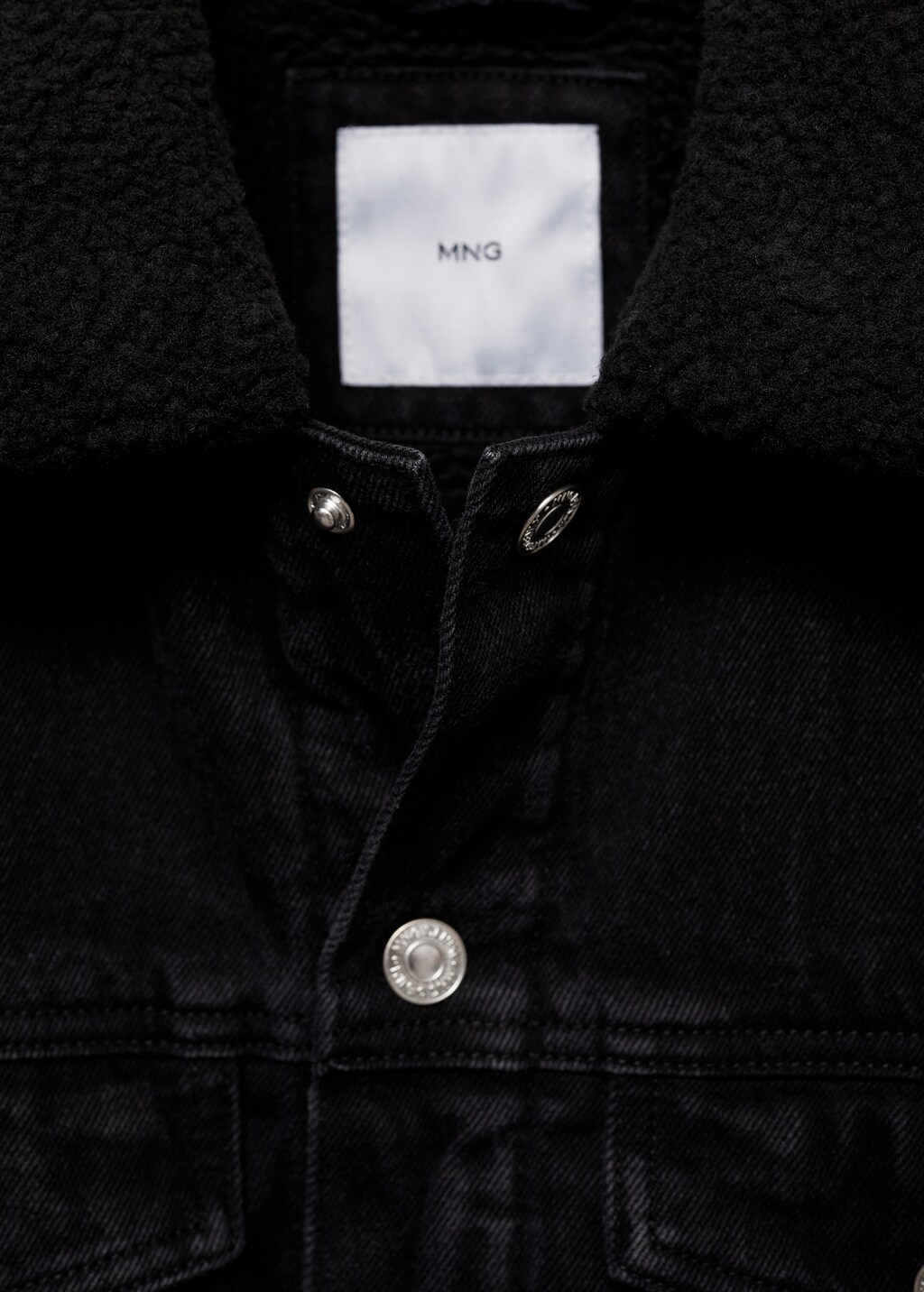 Denim jacket with fleece lining - Black denim