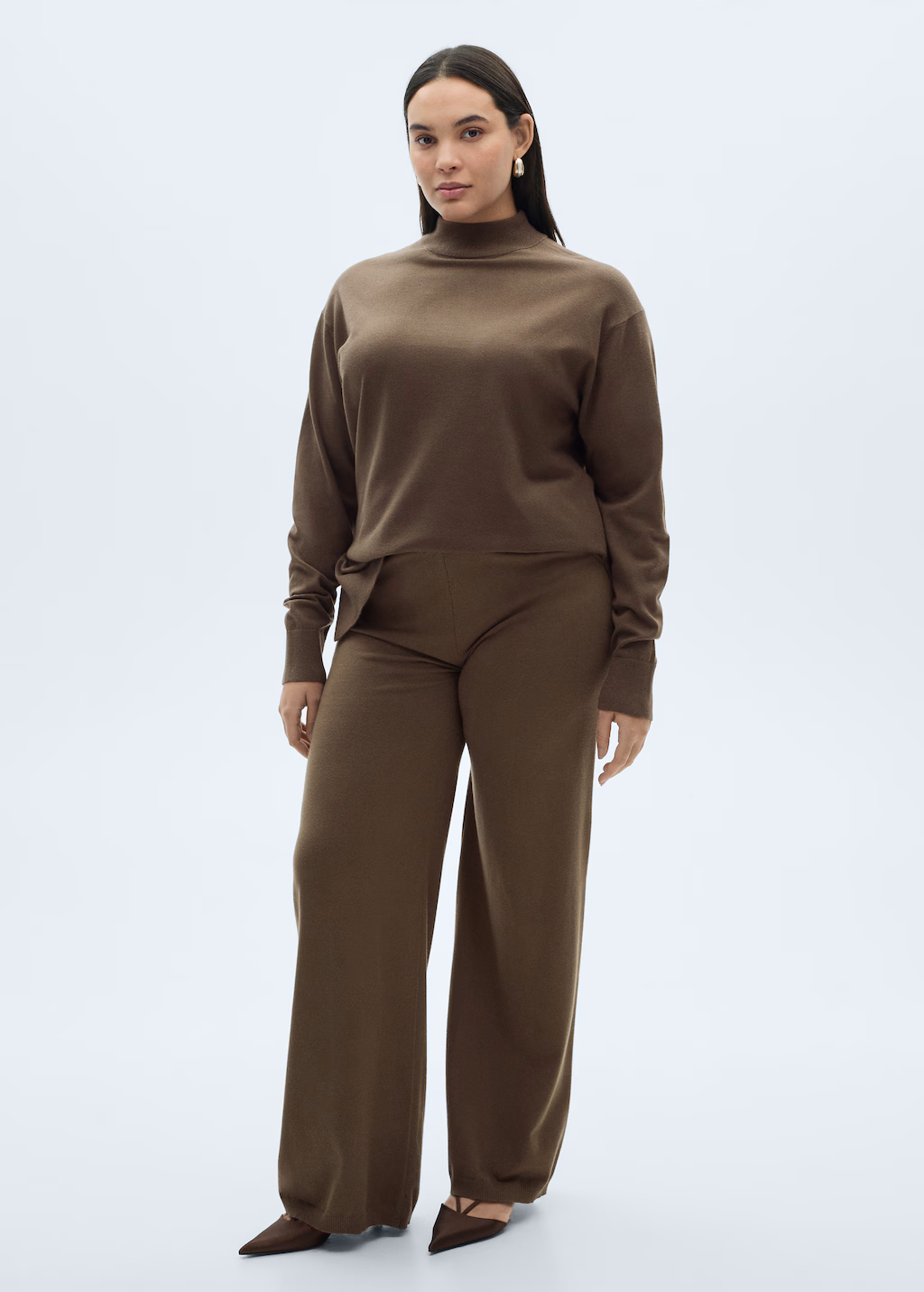 Fine-knit wideleg trousers - Ecru
