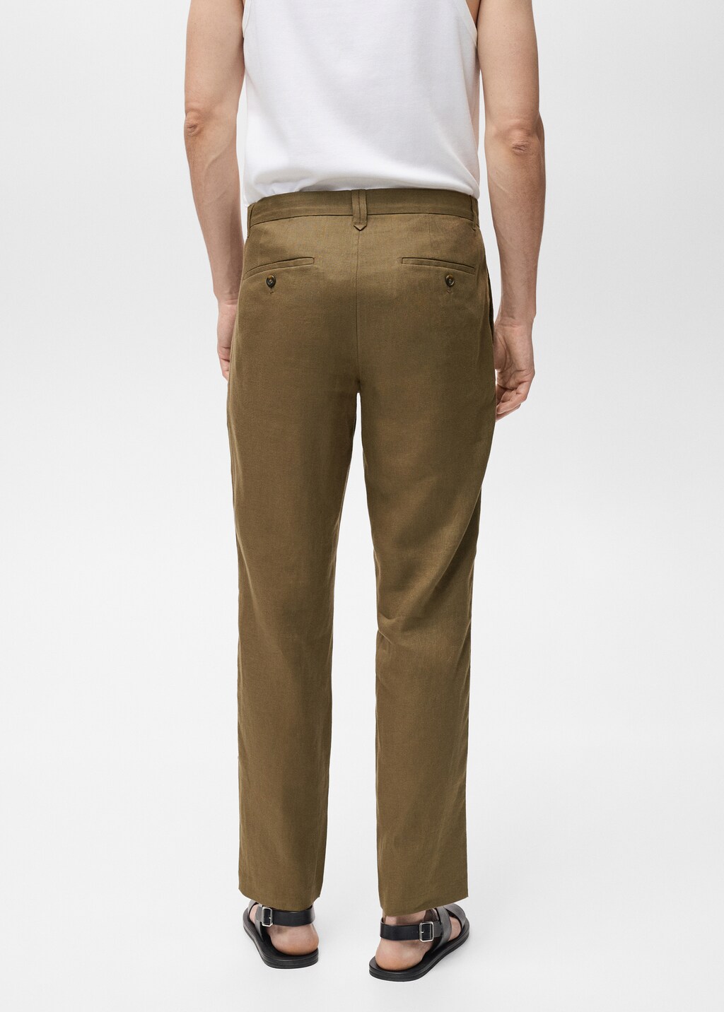 Slim-fit 100% linen trousers - Khaki
