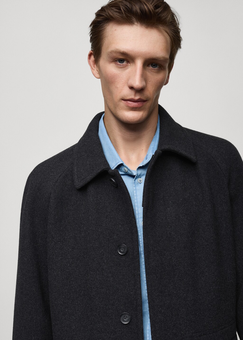 Pocketed wool coat - Charcoal