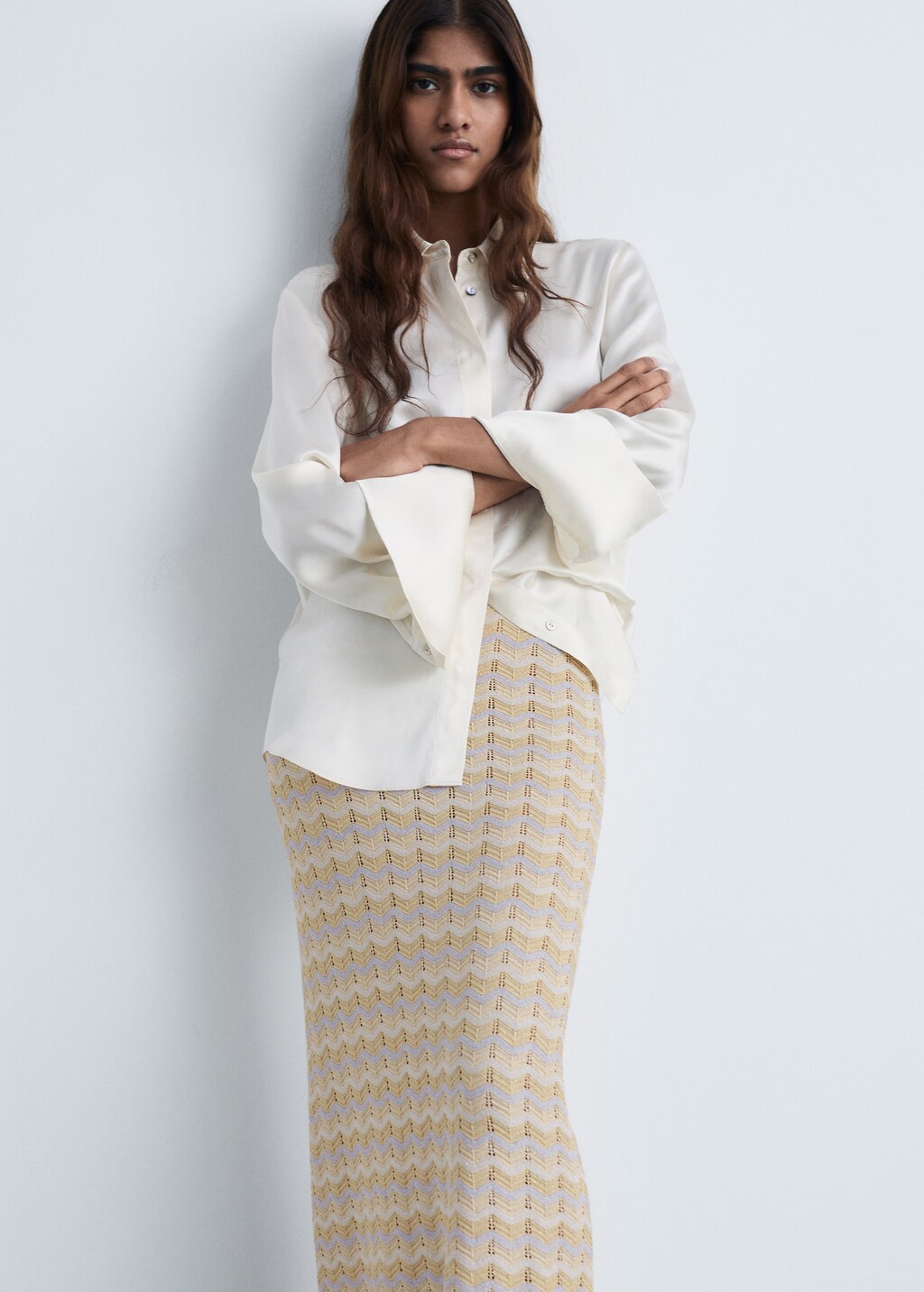 Long lurex skirt - Silver