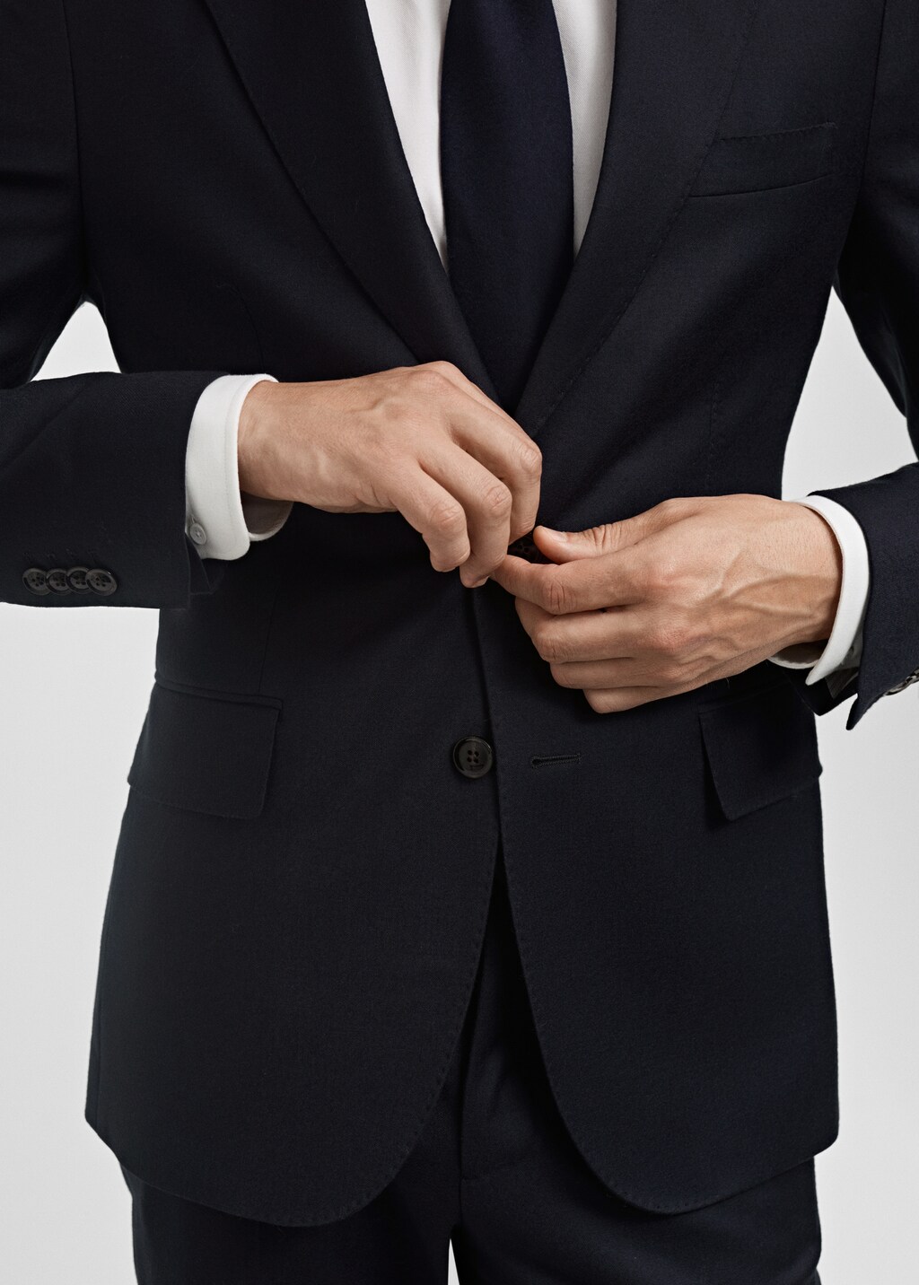 Italian 100% virgin wool flannel suit jacket - Dark Navy