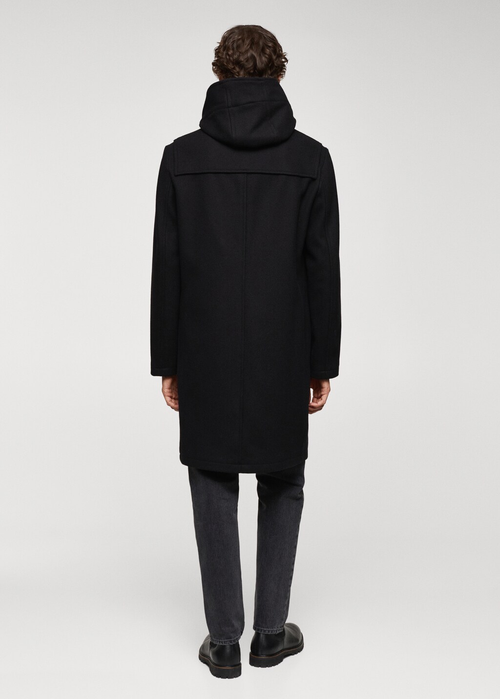 Wool hooded coat - Black