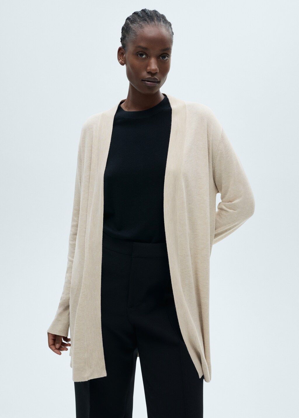 Fine-knit cardigan - Black