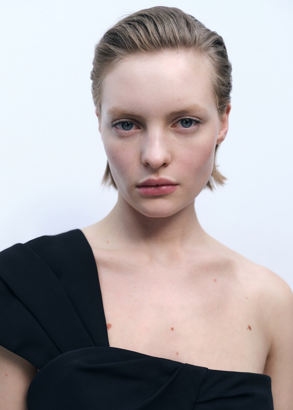 Long jumpsuit with draped neckline - Black