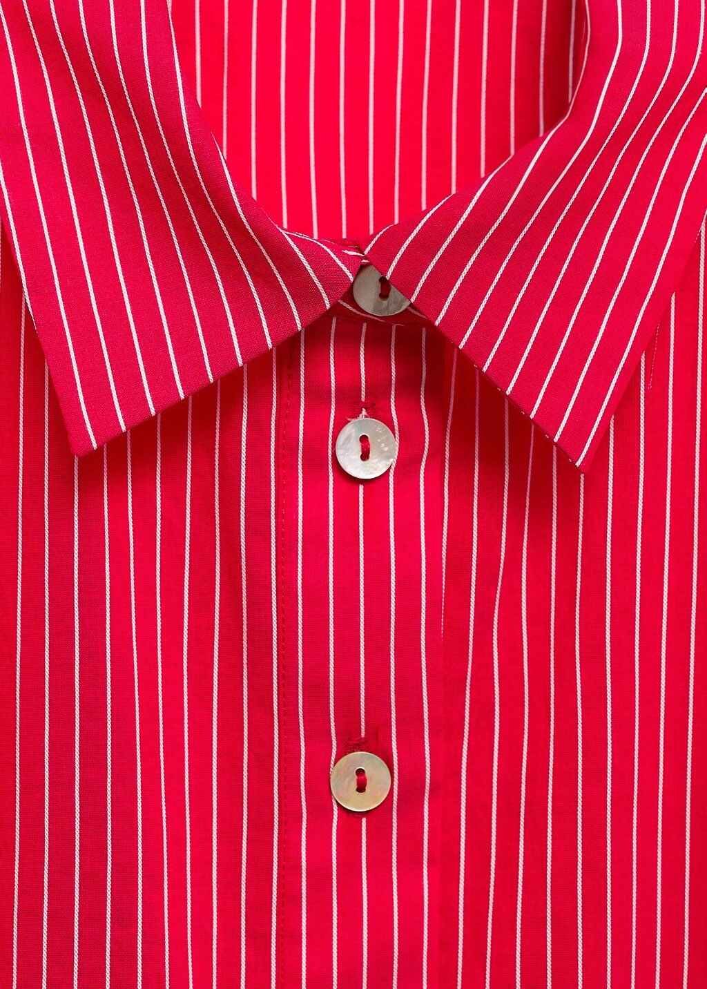Striped cotton shirt dress - Red