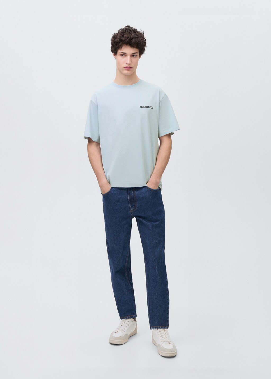 Printed cotton-blend T-shirt - Sky Blue