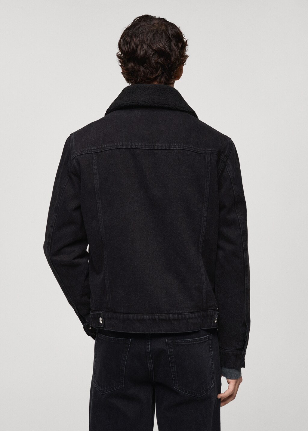 Denim jacket with fleece lining - Black denim