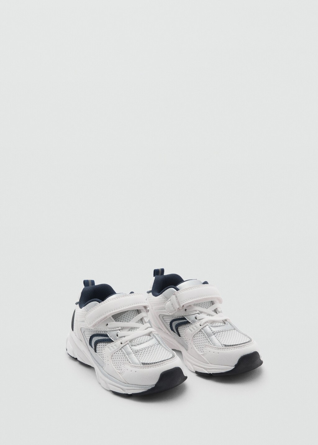 Velcro fastening mixed sneakers - White