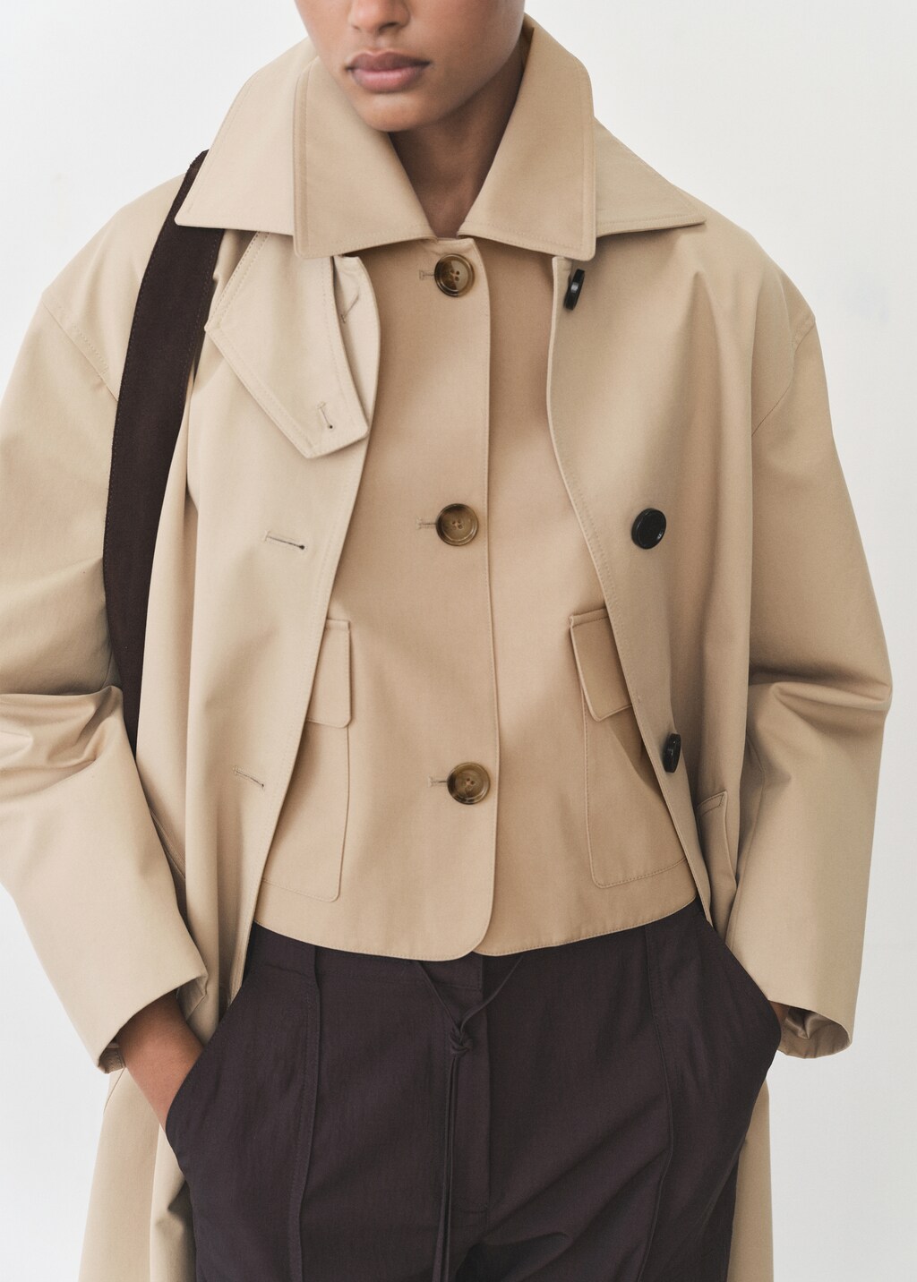 Cotton jacket with pockets - Khaki