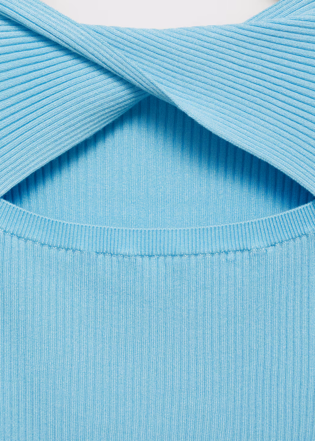 Ribbed sweater with back opening - Turquoise