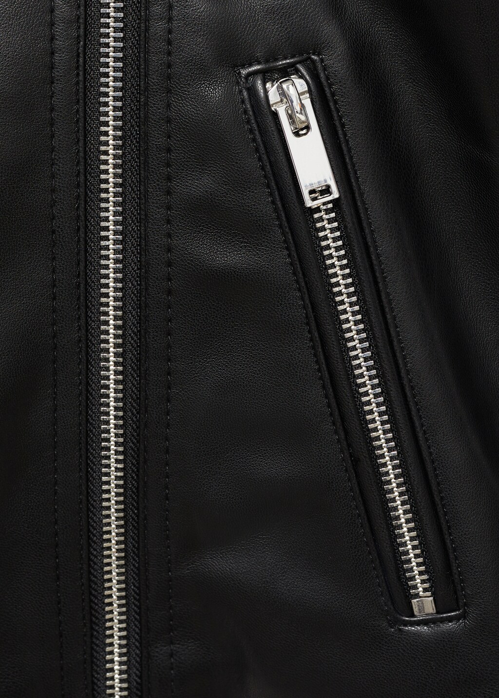 Leather-effect biker jacket - Black
