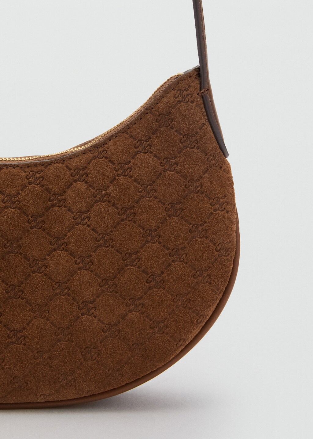 Suede shoulder bag with logo print - Leather