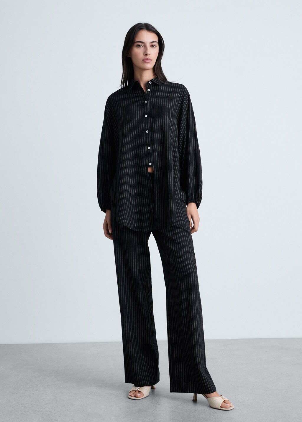 Straight striped trousers - Black