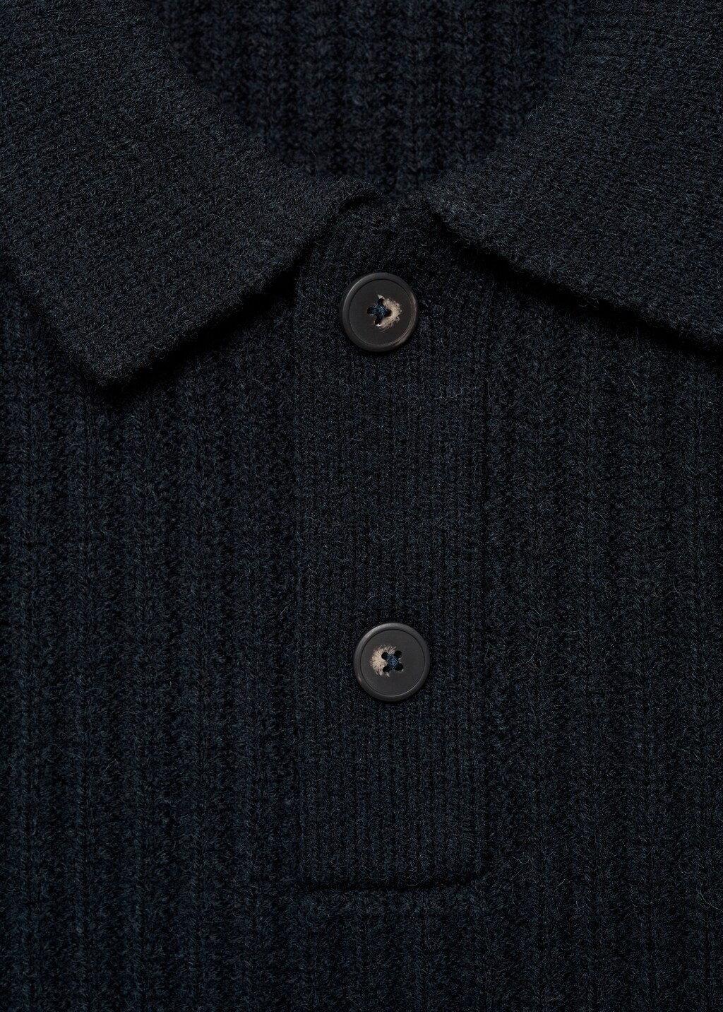 Ribbed polo-neck sweater - Dark Navy