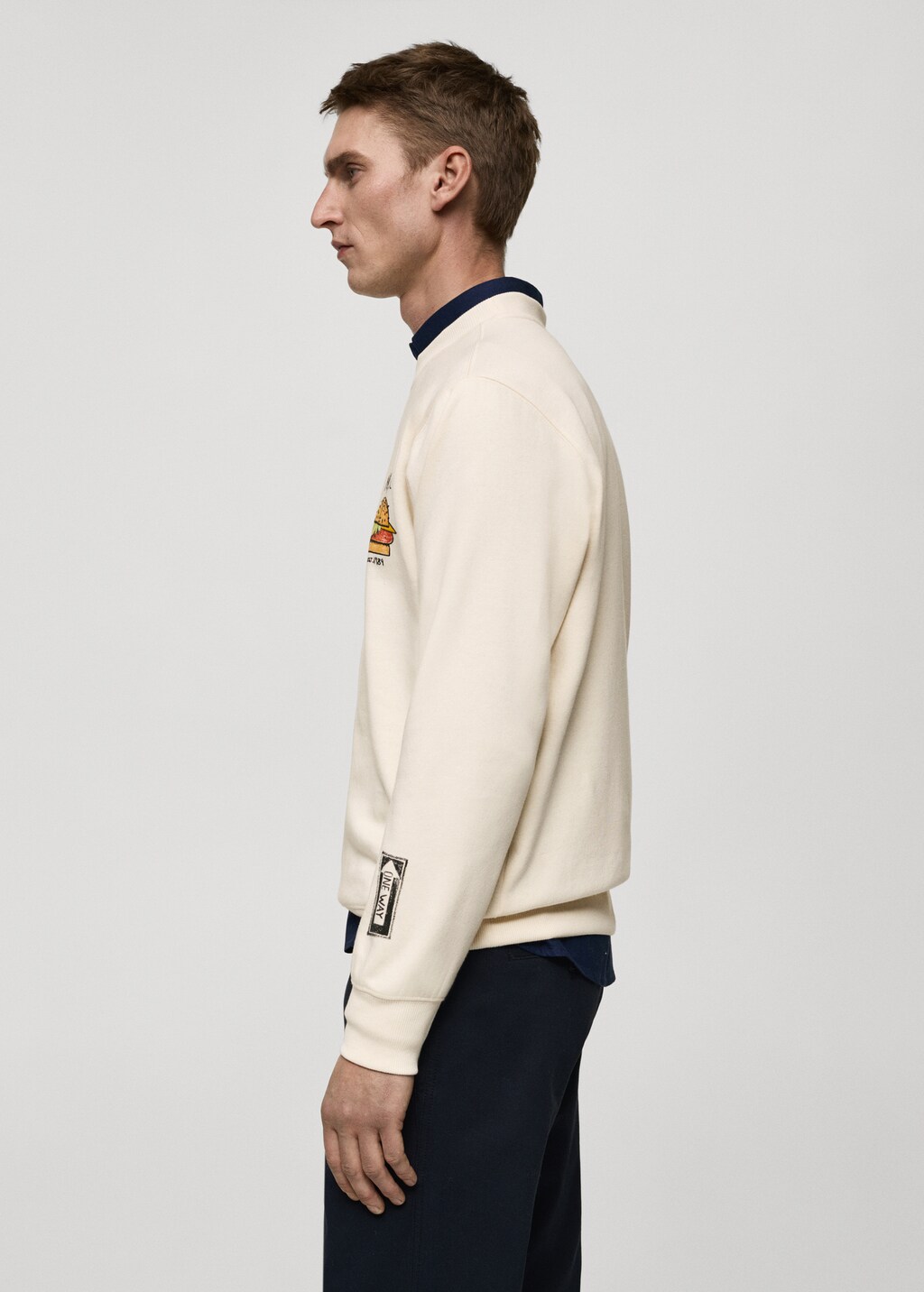 Graphic-print cotton sweatshirt - Ecru