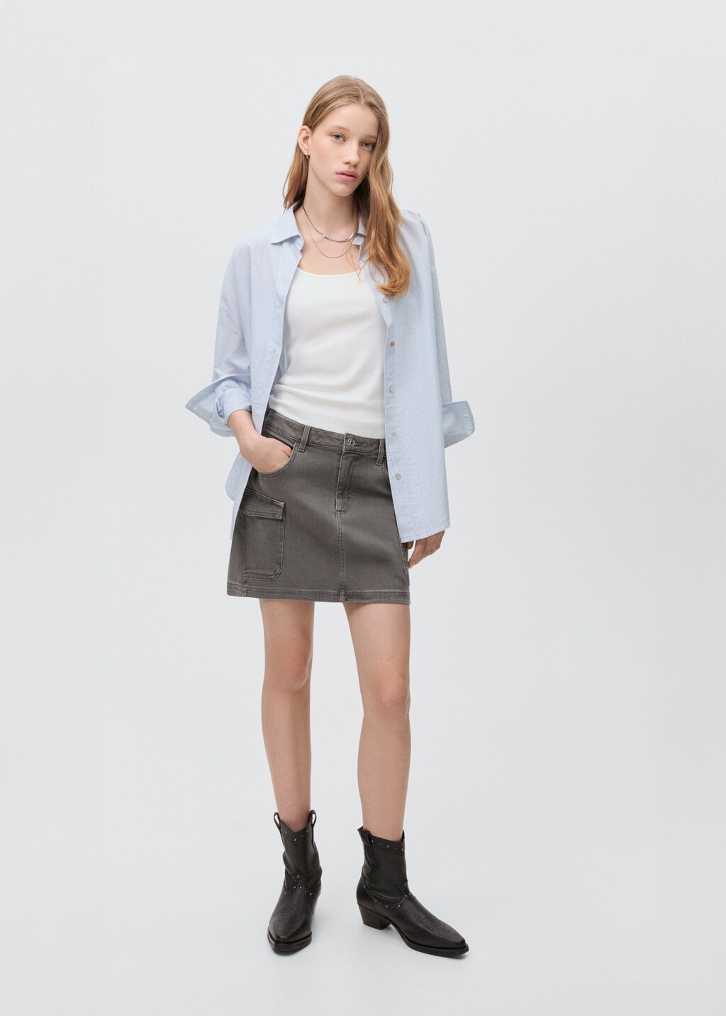 Cargo miniskirt - Denim Grey