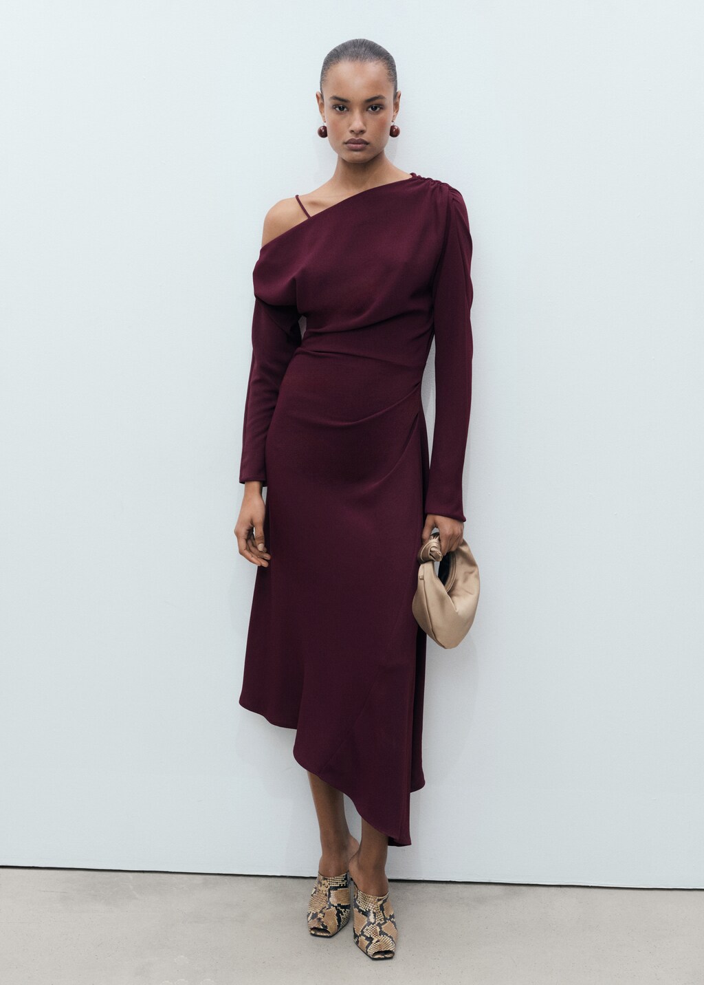 Asymmetrical midi-dress - Wine
