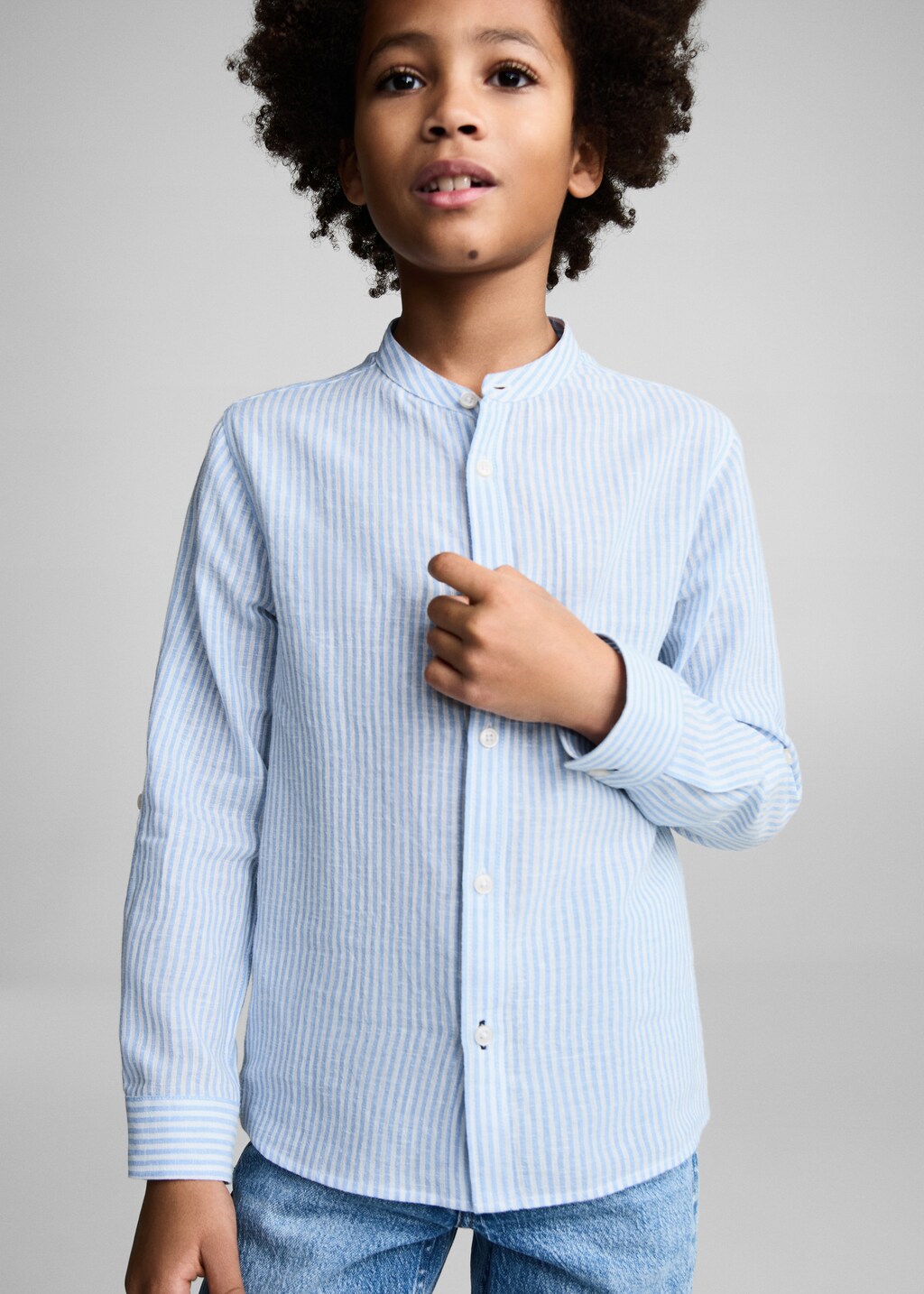 Striped cotton linen shirt - Blue