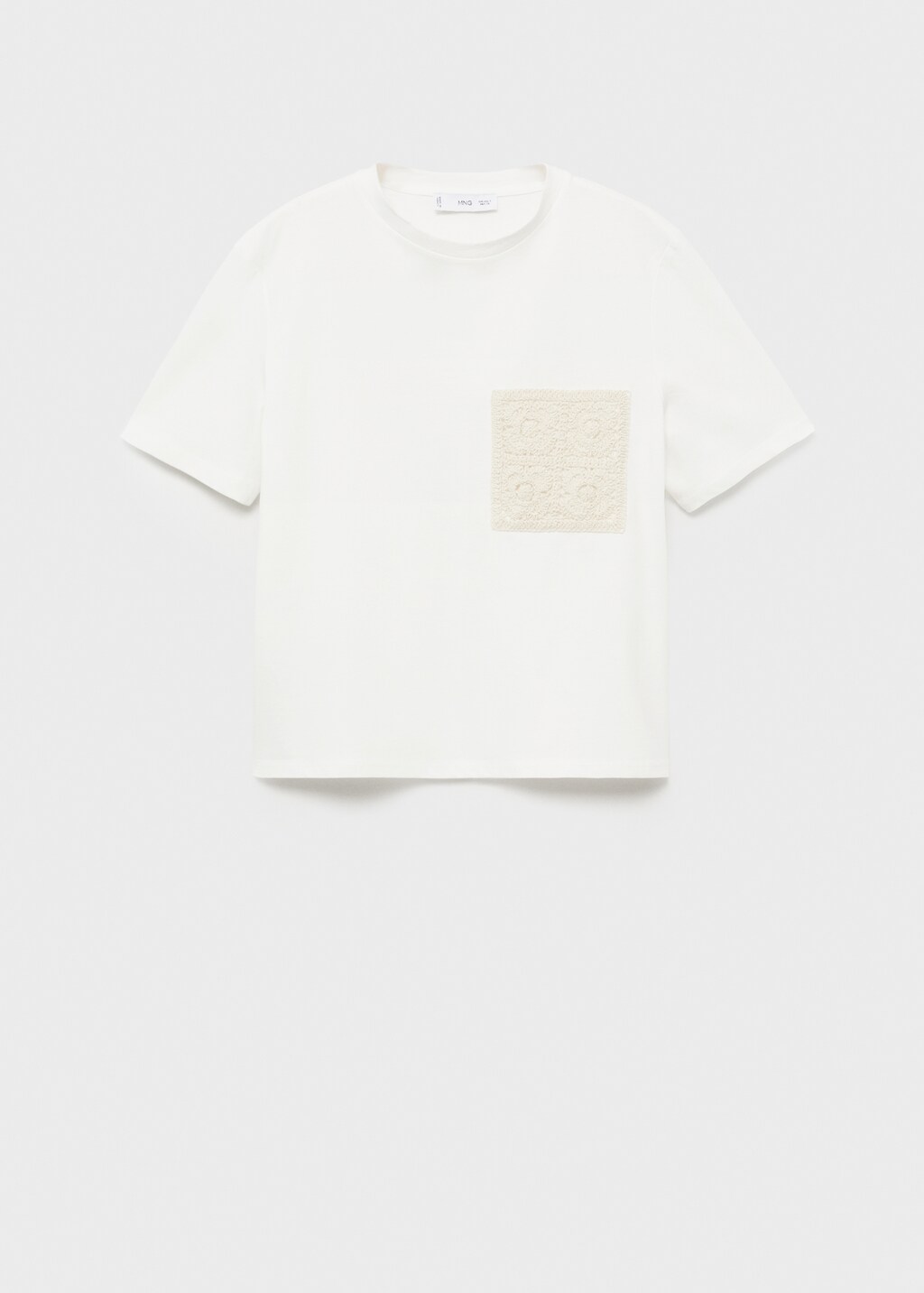 Crochet-embroidered t-shirt - Beige